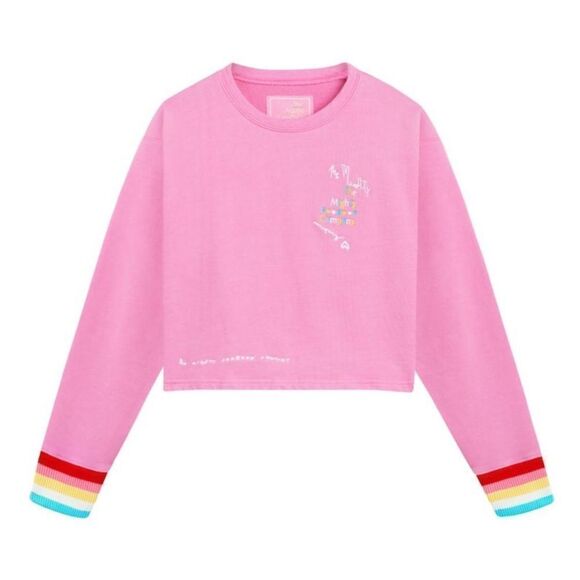 The Mighty Company The Sweatshirt Pink Rainbow Cuff Size S/M - Picture 5 of 15
